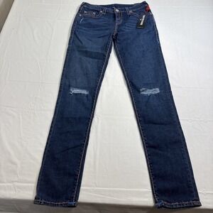 JEAN SKINNY True Religion GIRLS 16  Dark Wash Denim MULTICOLOR‎ Stitching NWT